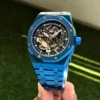 Audemars Piguet Royal Oak Double Balance Wheel Open worked Full Blue Skeleton Dial Automatic Mens Watch