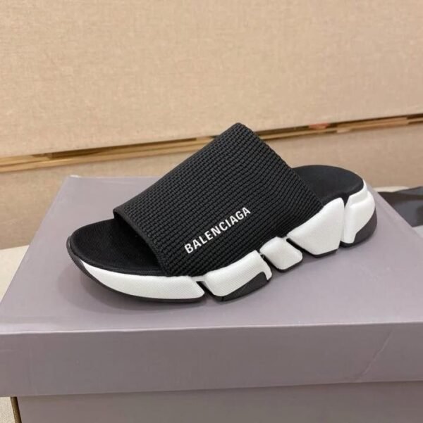 Balenciaga Speed 2.0 Recycled Knit Slide Mule WhiteBlack Made In ITALY