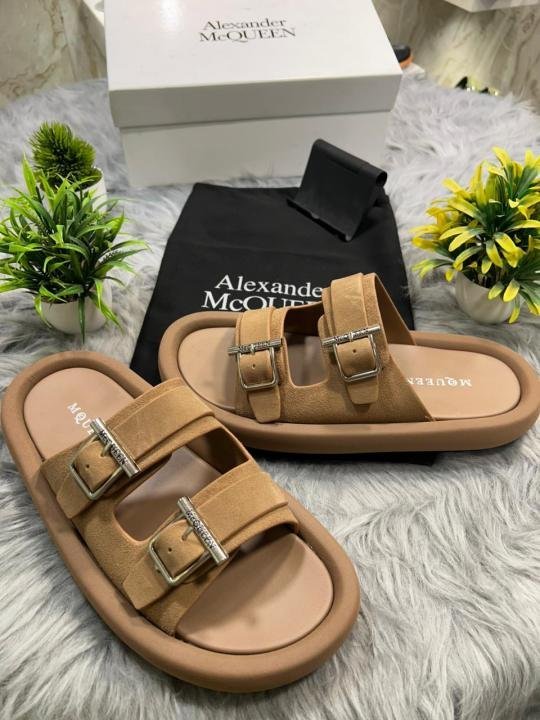 ALEXANDER MCQUEEN
 Suede Brown Leather
 Double Buckle Sandals